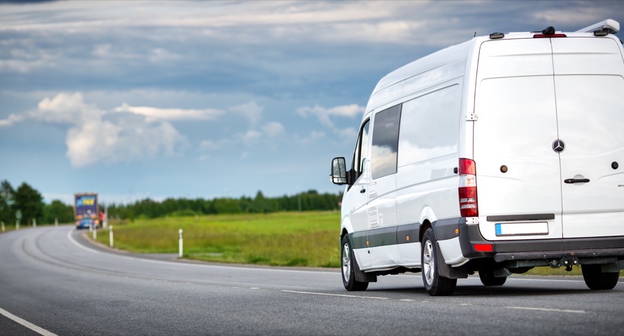White van driving