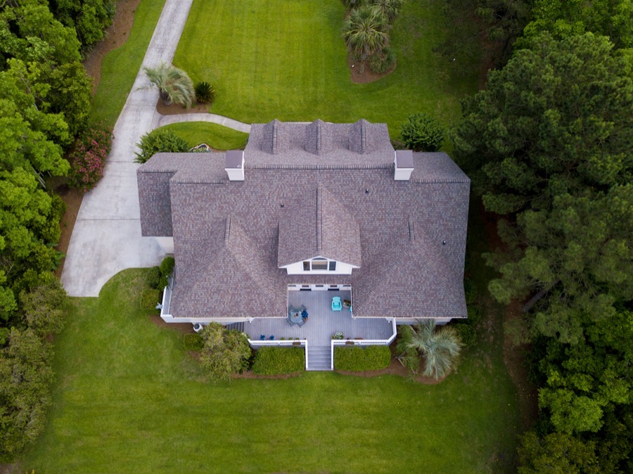 Aerial view of a house